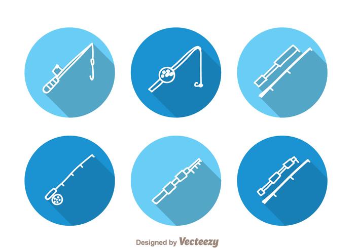 Fishing Rod Circle Icons vector