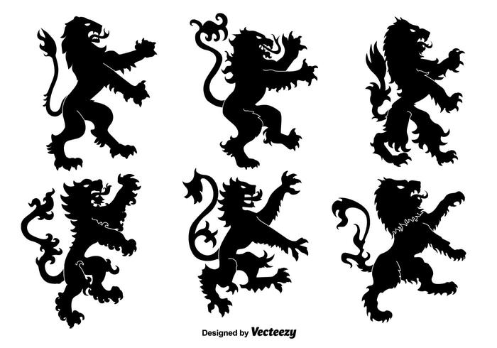 Download Lion rampant flat silhouettes - Download Free Vectors ...