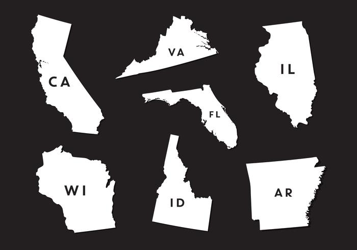 Vector conjunto de siluetas mapa del Estado