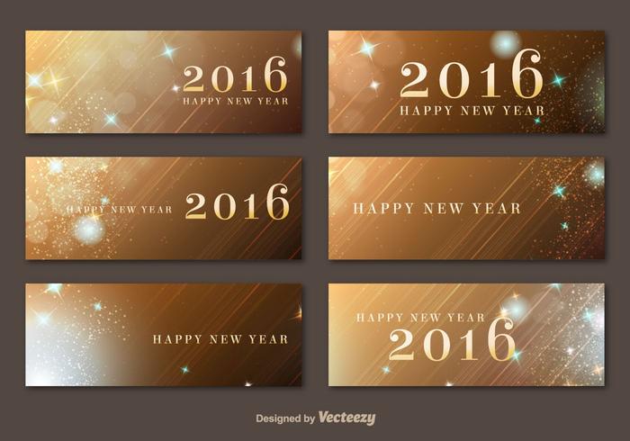 Happy New Year 2016 Golden Banners vector