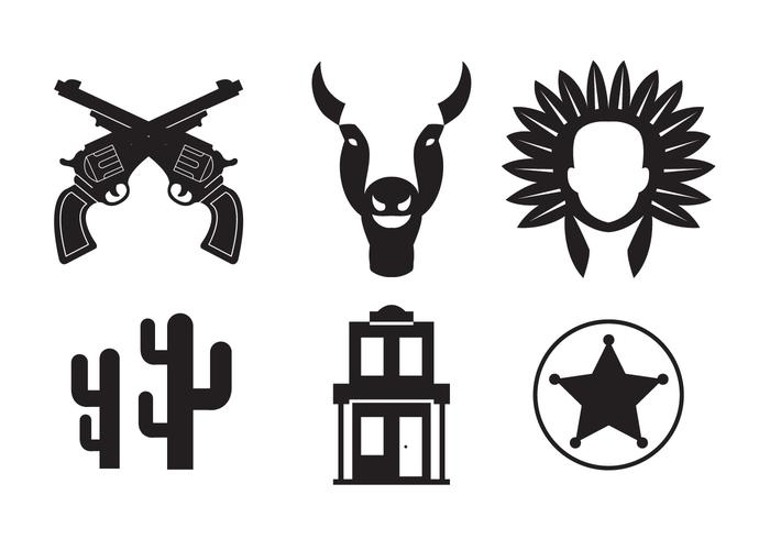 Iconos del vector del oeste salvaje