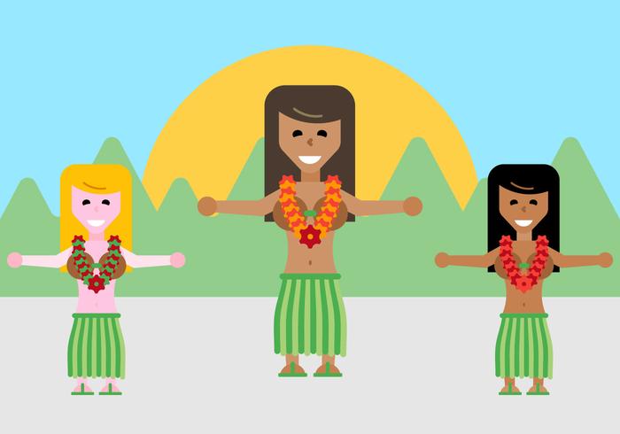 Vector libre de los bailarines hawaianos