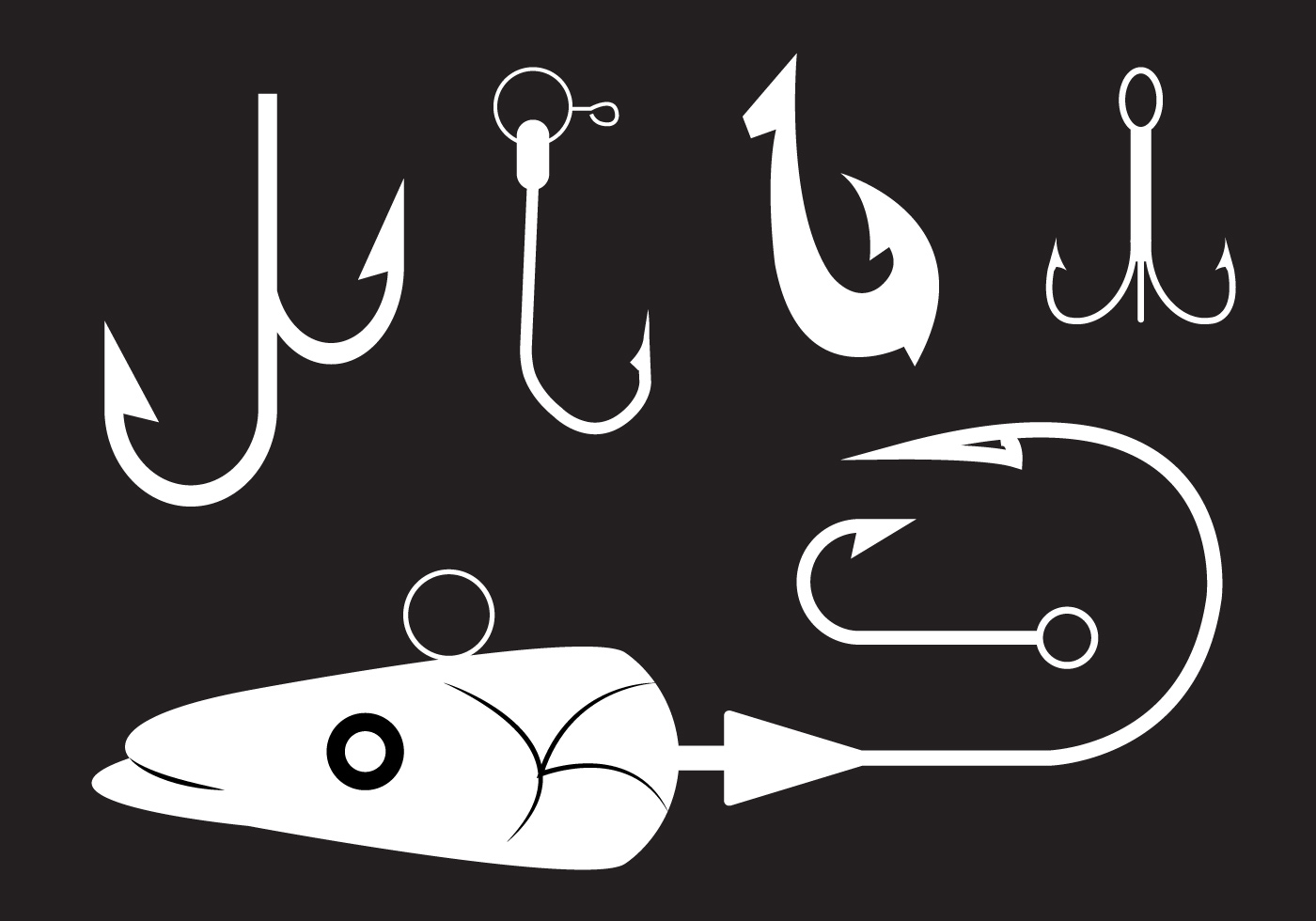 Download Collection of Fishing Hooks in Vector 100624 - Download ...