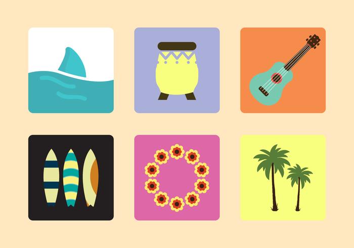 Hawaiano Vector Iconos