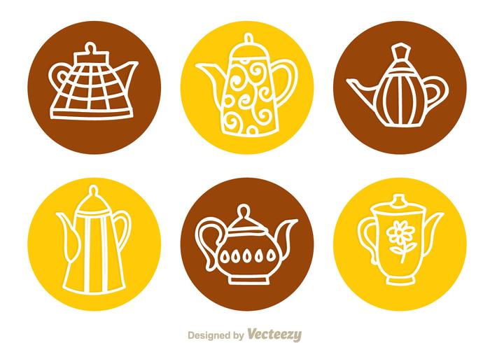 Arabic Coffee Pot Circle Icons vector