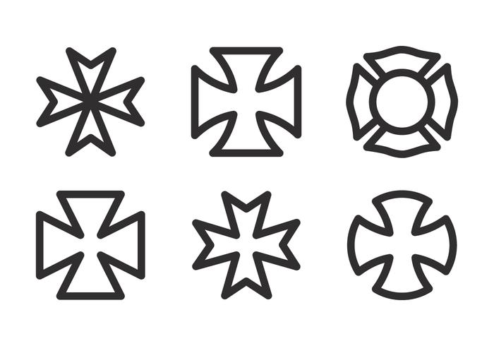 Vector Maltese Cross Icon Set