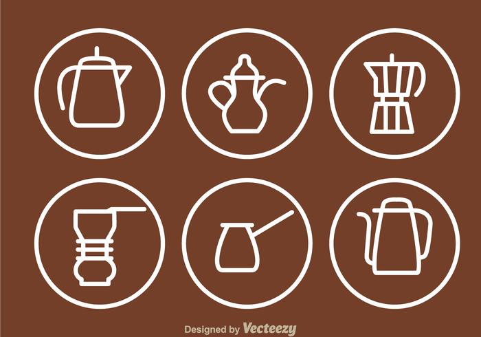 Coffee Pot Outline Icons vector