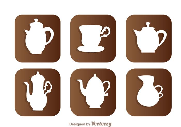 Arabic Coffee Pot White Icons vector