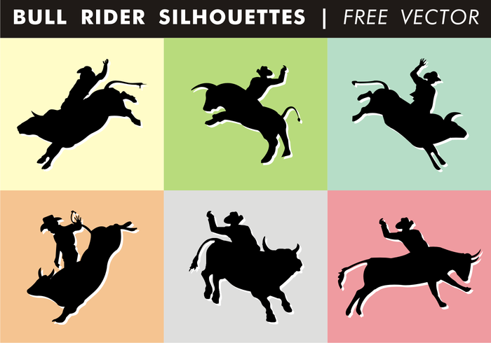 Bull Rider silueta vector libre