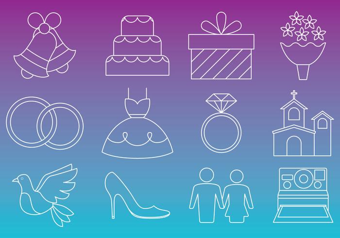 Wedding Thin Icons vector