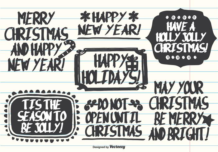 Hand Drawn Marker Pen Style Christmas Labels vector