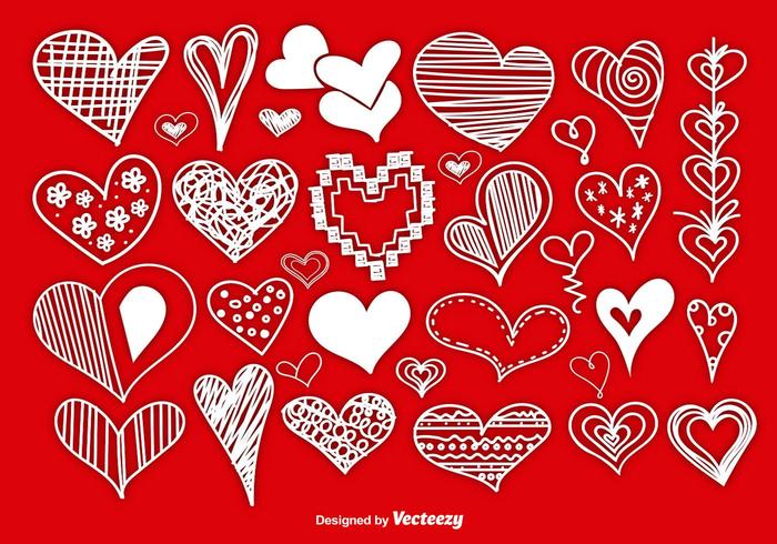 Scrapbook style hand drawn hearts vector