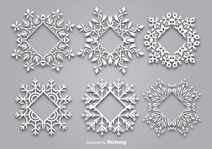 Decorativo marco en forma de copo de nieve para el texto vector