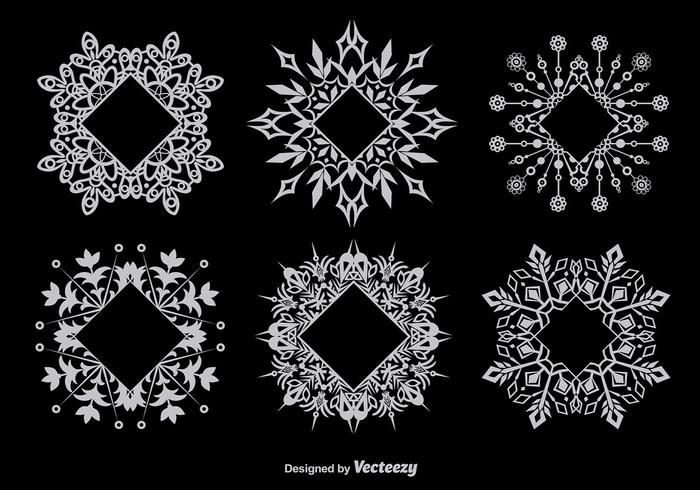 Marco decorativo en forma de copo de nieve vector