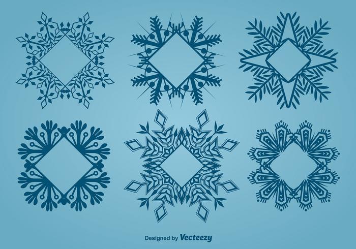 Marco decorativo en forma de copo de nieve vector