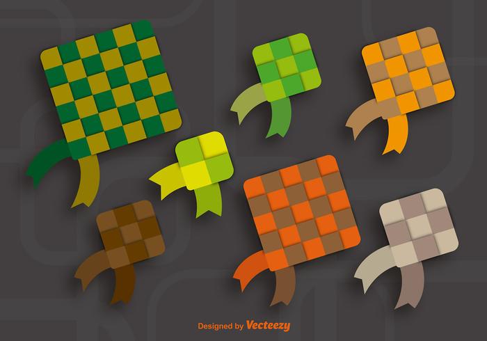 Iconos de ketupat colorido vector