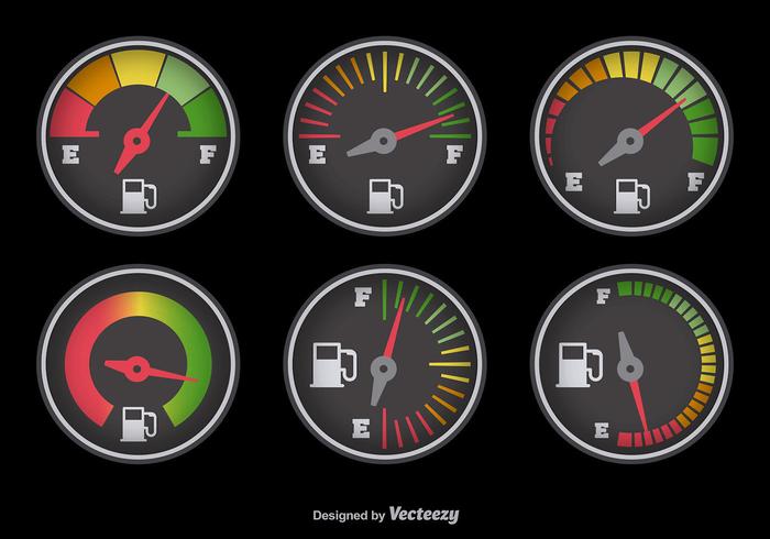 Fuel gauge with colors vector