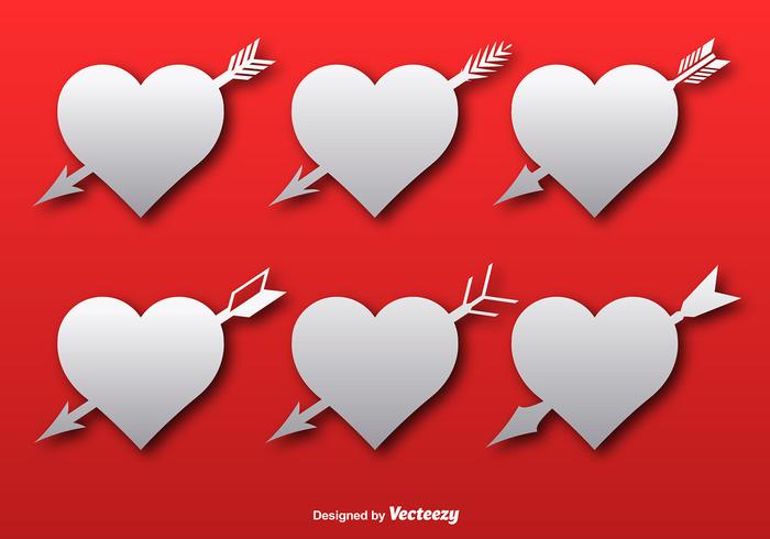 Hearts with arrows icons vector