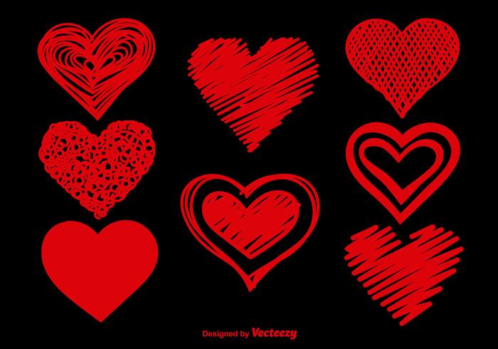 Doodle hearts set vector