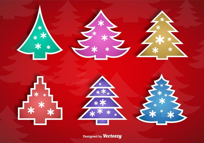 Etiquetas engomadas del árbol de navidad vector