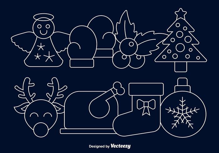 Christmas line icons vector