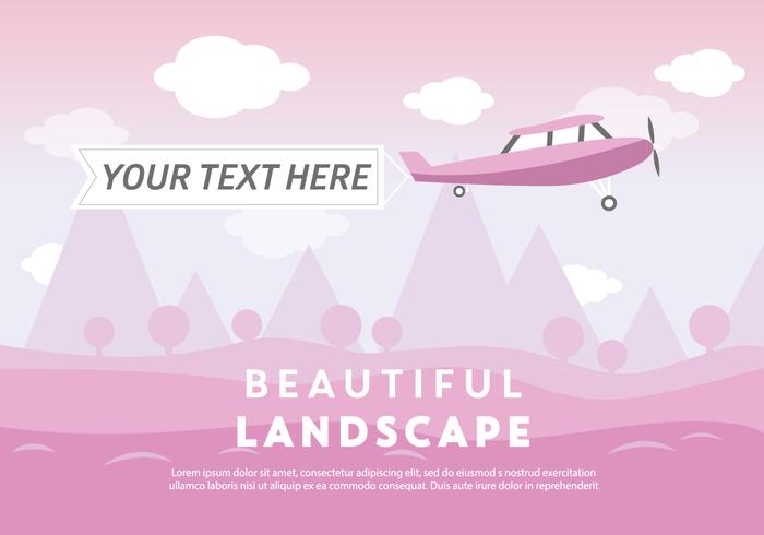 Free Beautiful Landscape Vector Backround with Airplane