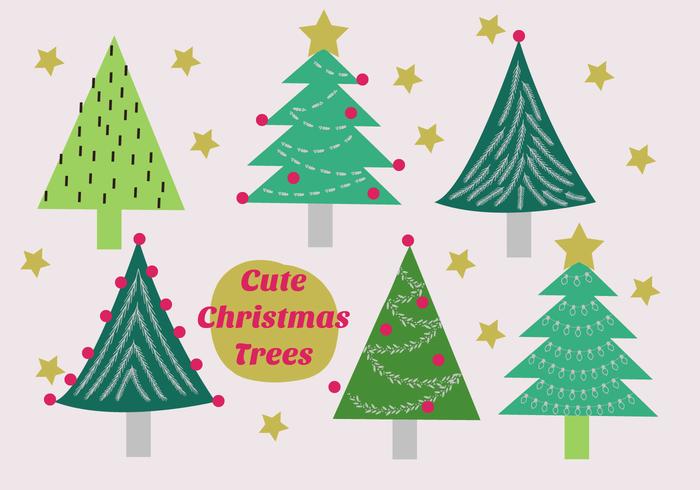 Set of Christmas Trees Vector 