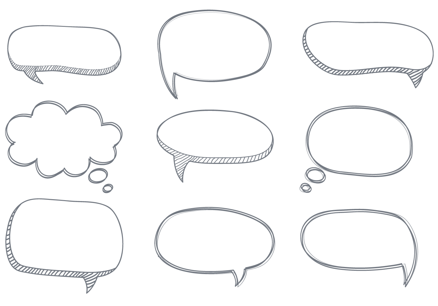 Free Sketchy Dialogue Bubbles Vector - Download Free Vector Art, Stock