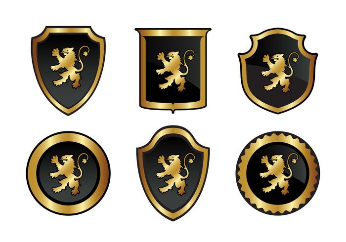 Gold Lion Rampant Vector