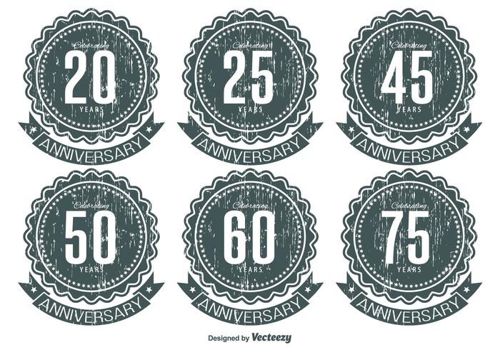 Grunge Anniversary Label Set vector