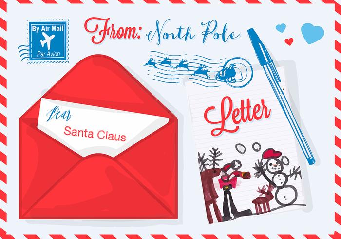 Free Vector Illustration for Christmas Letter to Santa Claus