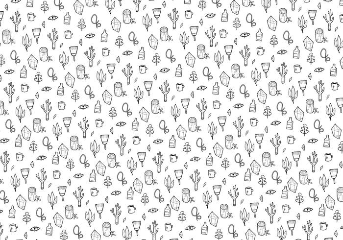 Plants and Gems Pattern Vector