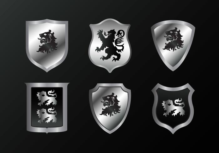 Silver Lion Rampant Vector