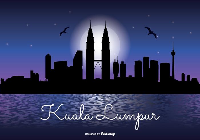 Kuala Lumpur Night Skyline Illustration Kuala Lumpur Night Skyline Illustration
