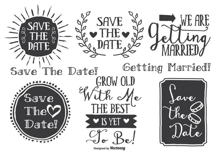 Hand Drawn Style Wedding Label Set vector