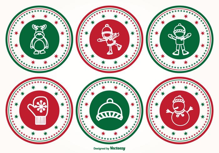 Conjunto de sellos de Navidad vector