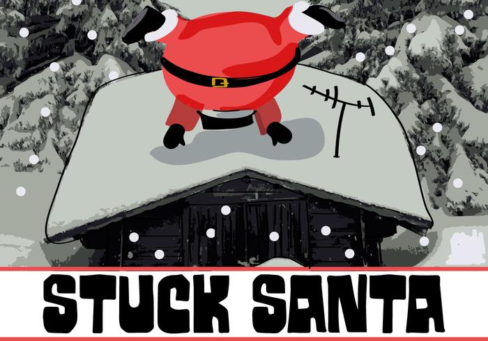 Free Cute Stuck Santa Vector Background