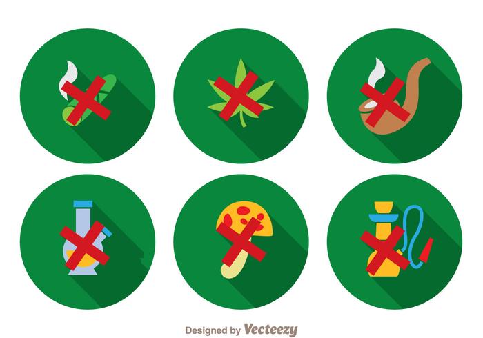 No Drugs long shadow Icons vector