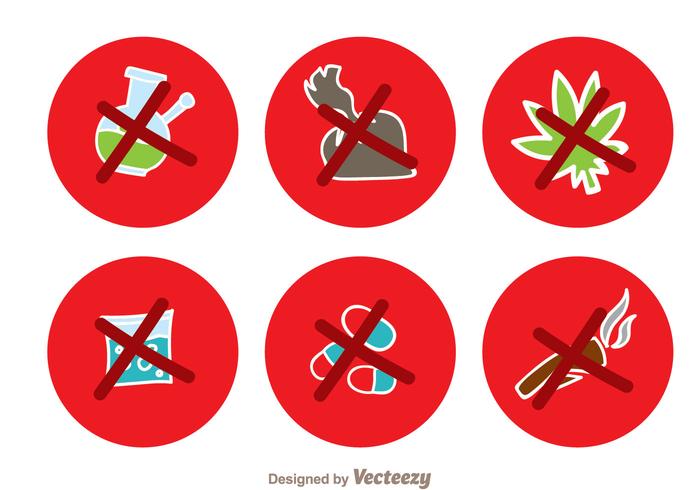 No Drugs Red Circle Icons vector