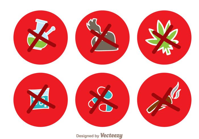 Sin Drogas Iconos de Red Circle vector