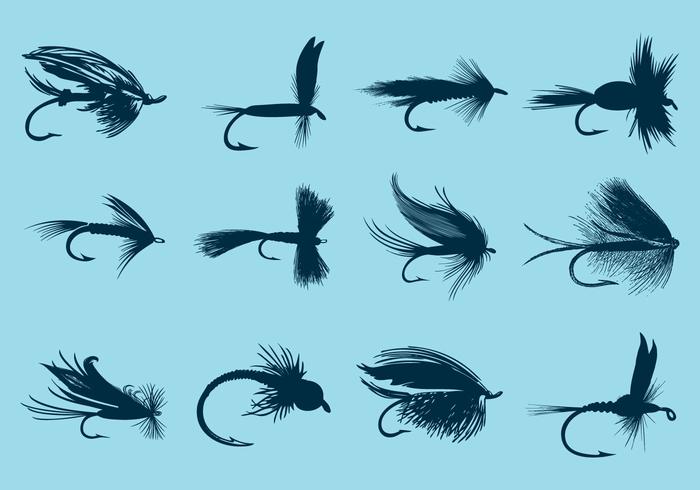 Fly Fishing Hooks vector