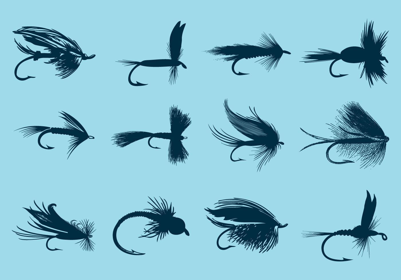 Fly Fishing Hooks 101344 Vector Art at Vecteezy