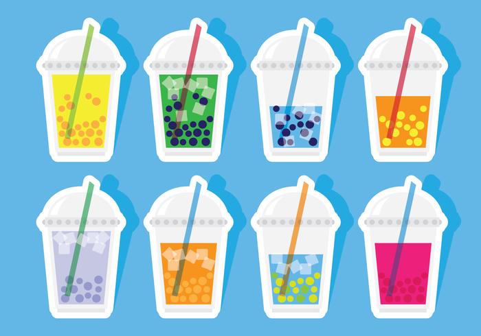 Bubble Tea Stickers vector