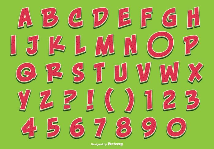 Cute Watermelon Style Alphabet Set vector