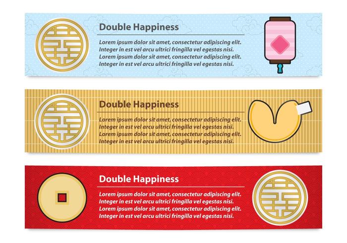 Double Happiness Banners vector