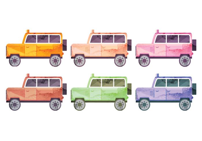 Set of Vector Watercolor Cars