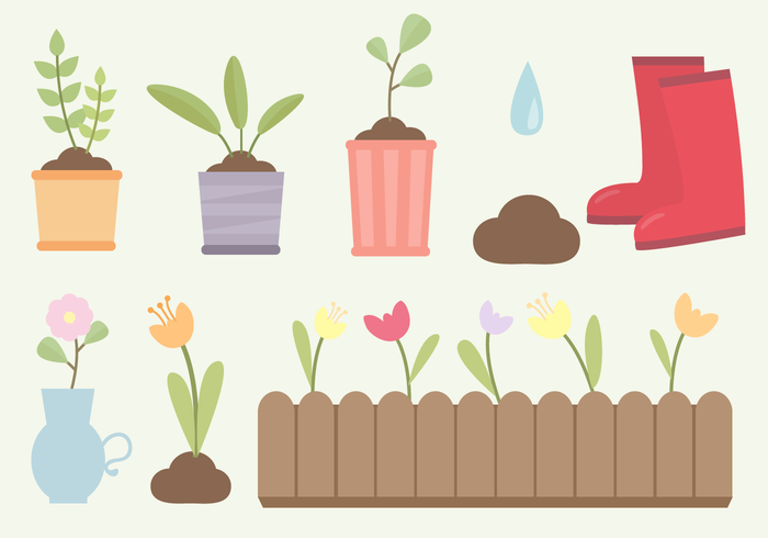 Vector de elementos de jardinería gratis