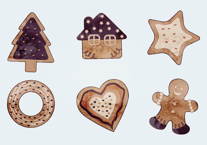 Watercolor Vector Christmas Cookies Watercolor Vector Christmas Cookies