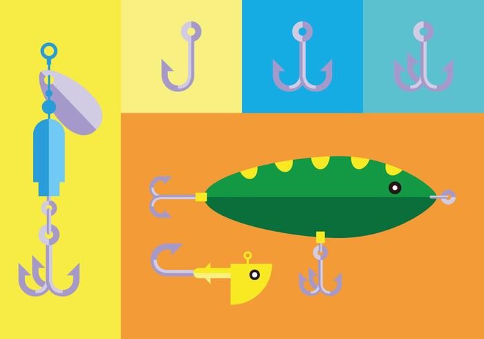 Flat Fish Hooks vector