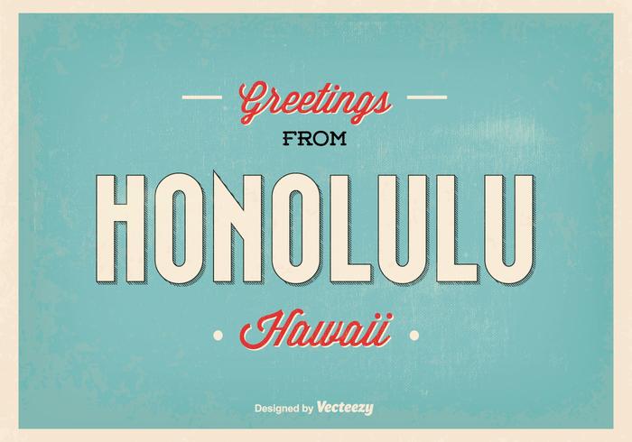 Retro Style Honolulu Greeting Illustration vector